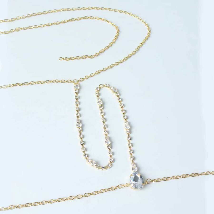 Körperkette Strass-Wassertropfen, Kristall, Gold, Damen - Bild 2