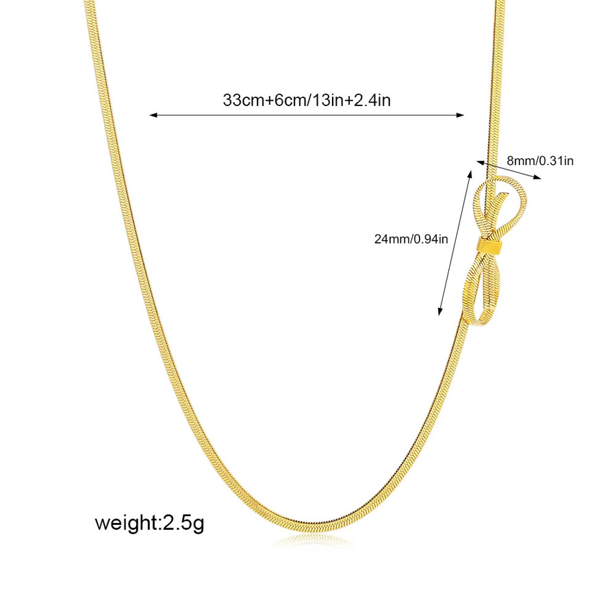 amofa Choker-Halskette, Knoten-Schleife, 18 Karat vergoldeter Edelstahl, Damen - Bild 3