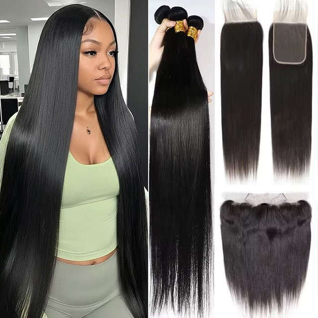 Fashowbeauty Echthaar-Extensions-Set, Glatt, Brasilianisches Echthaar - Bild 1