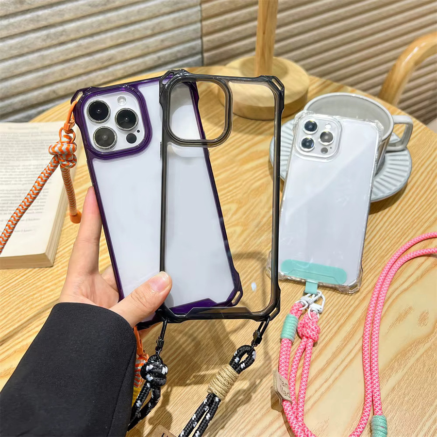 Caynes Transparente Handyhülle mit Trageschlaufe für iPhone 11 bis iPhone 17 Pro Max, Stoßfeste Schutzhülle in Transparent - Bild 2