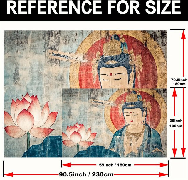 VIKAMA Dunhuang Guanyin Lotus Wandteppich, mehrfarbig, rechteckig - Bild 1