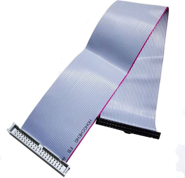 Langlebiges 40-Pin IDE-Datenkabel in Grau und Silber als Verlängerungskabel für Festplatten und Computeranschlüsse (Stecker auf Buchse) - Bild 1