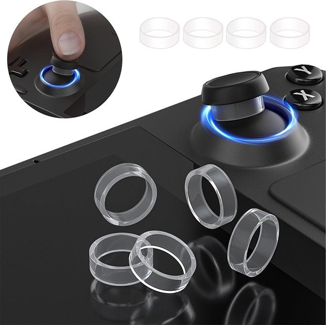 8 Stück TECTINTER Silikon Joystick-Schutzringe für PS5, PS4, Steam Deck und Rog Ally, transparent - Bild 1