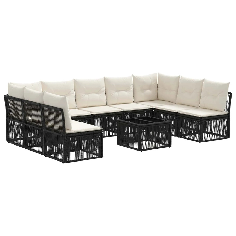 vidaXL Gartensofa-Set 10-teilig aus Poly-Rattan in Schwarz - Bild 2