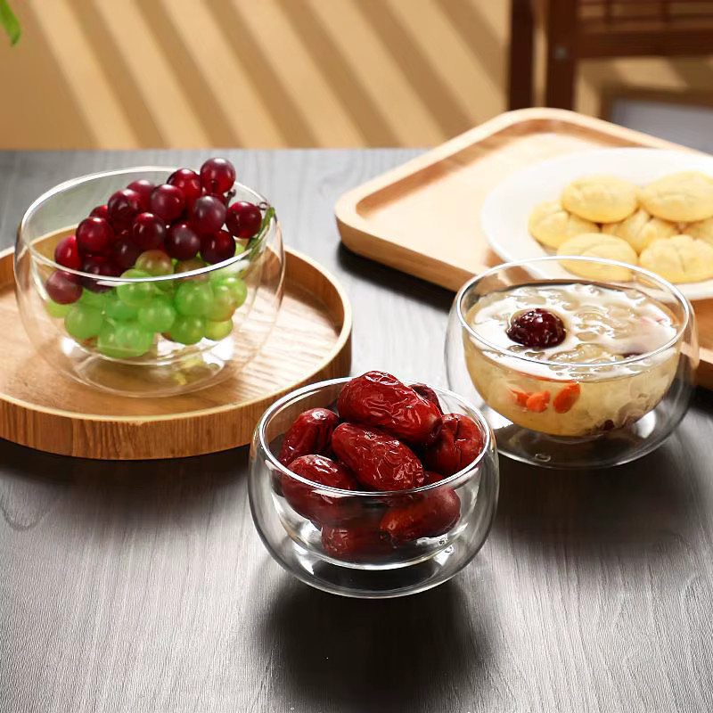 YWDL Doppelwandige Glasschüssel aus Glas, transparent, für Salat, Suppe oder Müsli, 500 ml - Bild 3