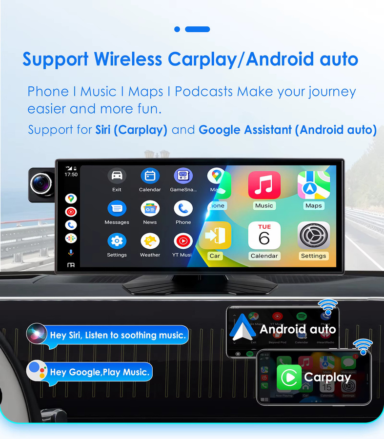 OSSURET Intelligentes 11,4 Zoll Auto Touchscreen Tablet mit GPS, Wireless CarPlay und Android Auto, Universal Radio für 12V-24V - Bild 3