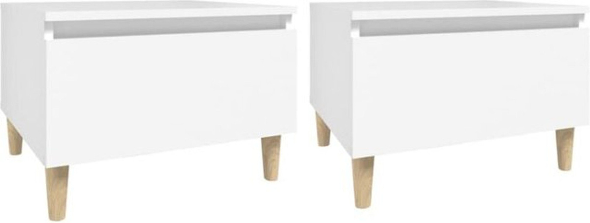 Vidaxl Beistelltisch 2er Set Weiß Skandinavisch Rechteckig B/T/H: 50 x 46 x 35 cm - Bild 1