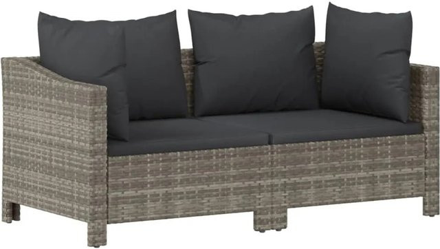 vidaXL 2-tlg Garten-Lounge-Set aus Poly Rattan mit Kissen in Grau - Bild 1