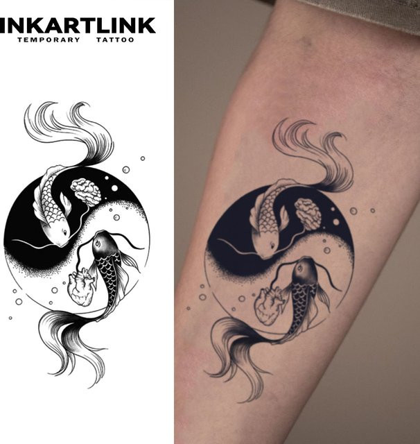 INKARTLINK Semi-permanentes Tattoo, Tai Chi Fisch, Unisex - Bild 1