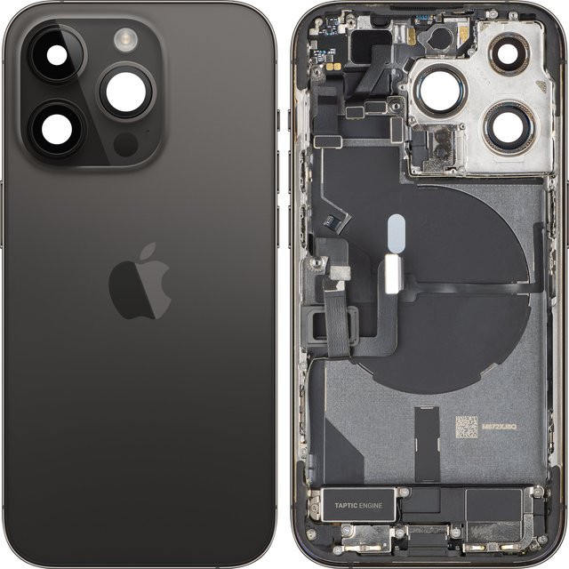 Apple iPhone 14 Pro Akkuabdeckung mit Mittelgehäuse in Schwarz (Space Black) - Bild 1