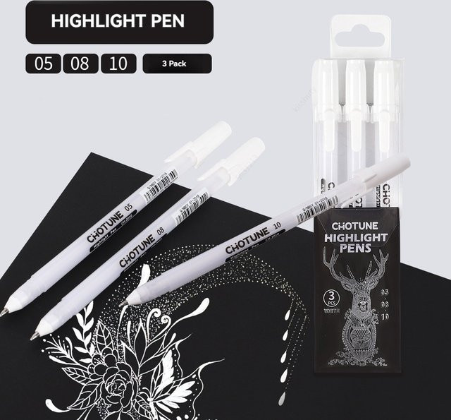 Sakura Gelly Roll Gelschreiber Set mit weißer Tinte, 3 Stück mit verschiedenen Strichstärken für Journaling und Kunst - Bild 1