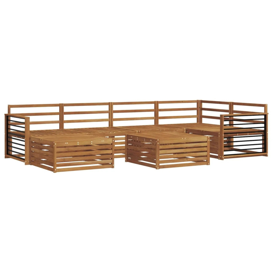 vidaXL Outdoor-Sofagarnitur 7-teilig aus Akazienholz in Braun mit L-Form und Tisch - Bild 2
