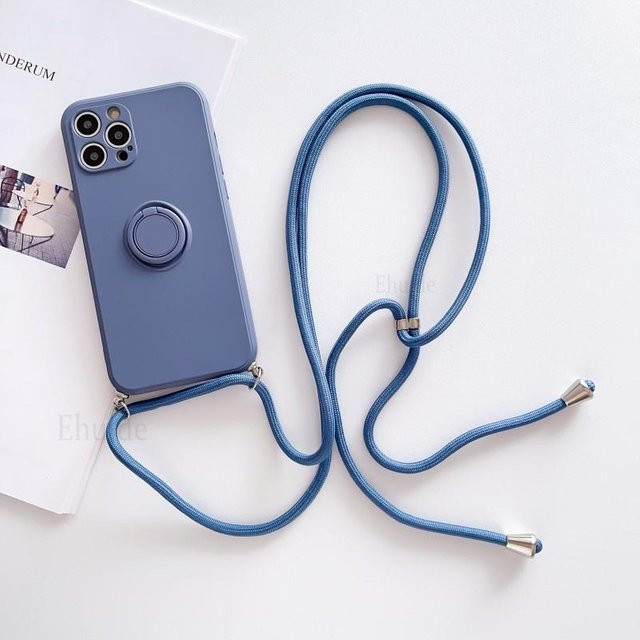 Xiaomi Umhängetasche Hülle für Redmi Note 14 Pro Plus 13 13C 12 Mi 14T 12T 10T 11T 13T mit Lanyard Kordel und magnetischem Ring in Blau - Bild 1