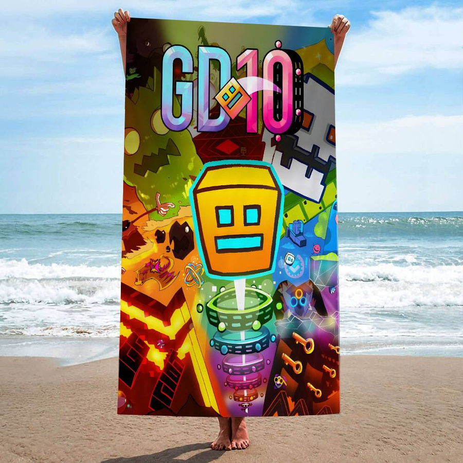 Video G-Games G-Geometry Dash Mikrofaser Strandtuch mit Anime-Motiv, schnelltrocknend und saugfähig, Multicolor, 30 x 30 cm - Bild 4