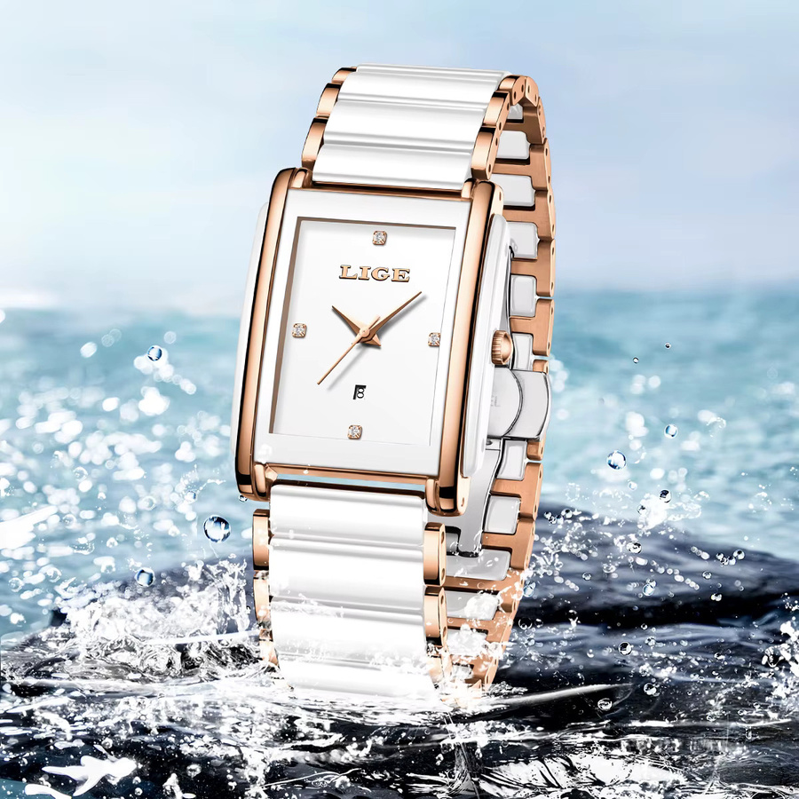 LIGE Armbanduhr Quarz, Silikon, Weiß, Damen - Bild 3