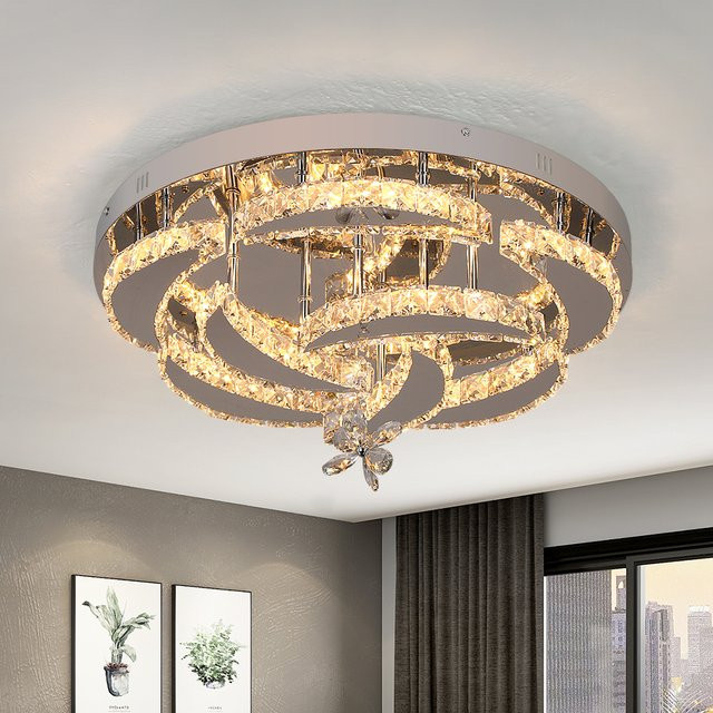 VETRULUS Luxus K9 Kristall Kronleuchter Moderne LED Deckenlampe als dimmbarer Anhänger für Wohnzimmer und Esszimmer in Transparent mit warmweißem Licht - Bild 1
