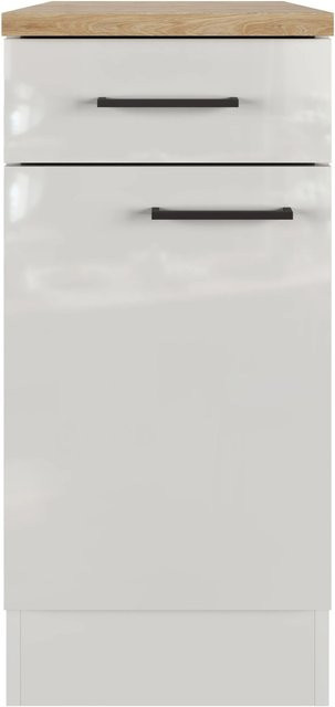 Flex-Well Küchen-Unterschrank Lund in Lichtgrau glänzend und Rauchgrau, B: 40 cm, H: 85 cm, T: 60 cm - Bild 1