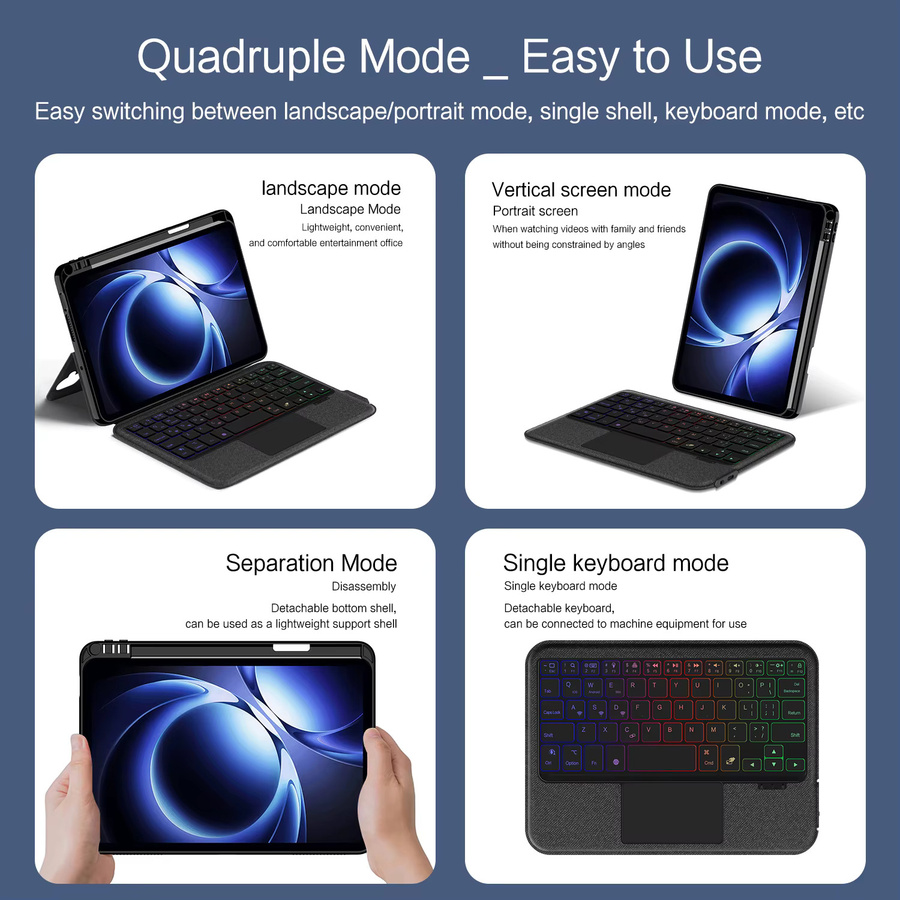 Xiaomi TouchPad-Tastatur und Schutzhülle für Xiaomi Pad Mini 8,8 Zoll in Schwarz - Bild 3