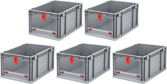 PROREGAL SparSet 5x Eurobox NextGen Insight Cover mit verstärkten Wänden, Rot, H x B x T: 22 x 30 x 40 cm, 20 Liter - Bild 1