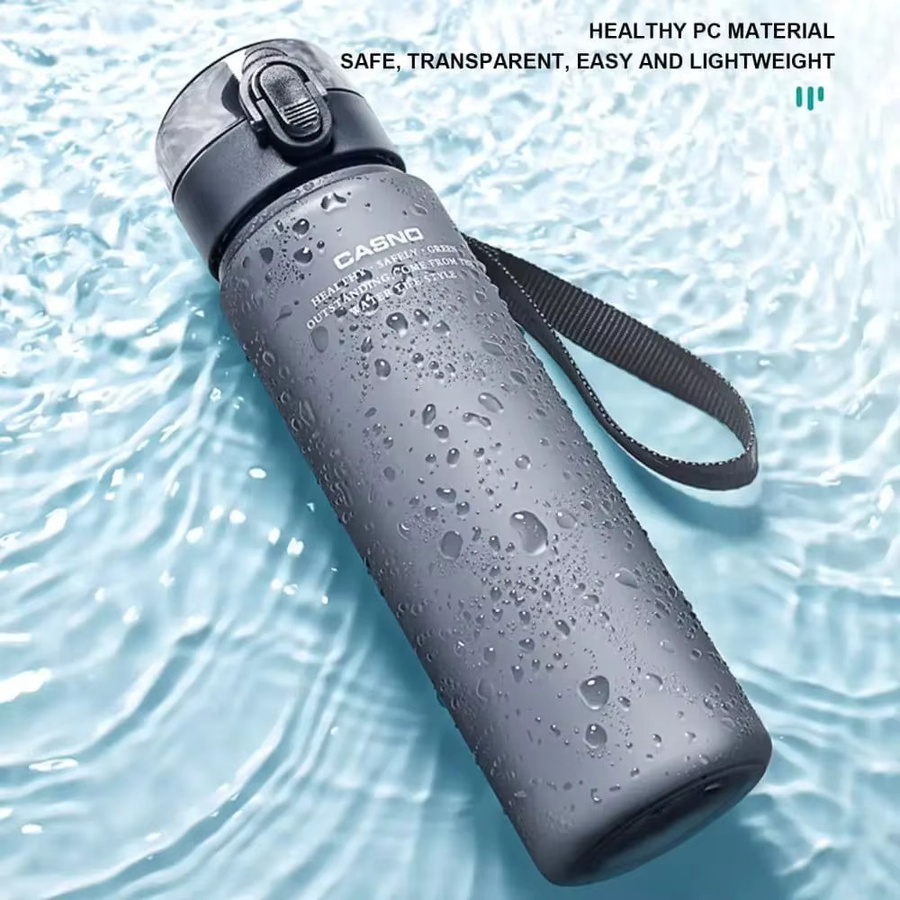 FEB.WIND Wasserflasche mit Verschlussknopf in Grau, 20 Unzen, auslaufsicher und mattiert für Sport, Yoga und Büro - Bild 6