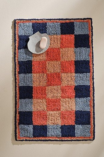 MAY Badematte aus Baumwolle in Blau und Multicolour, rechteckig und waschbar - Bild 1