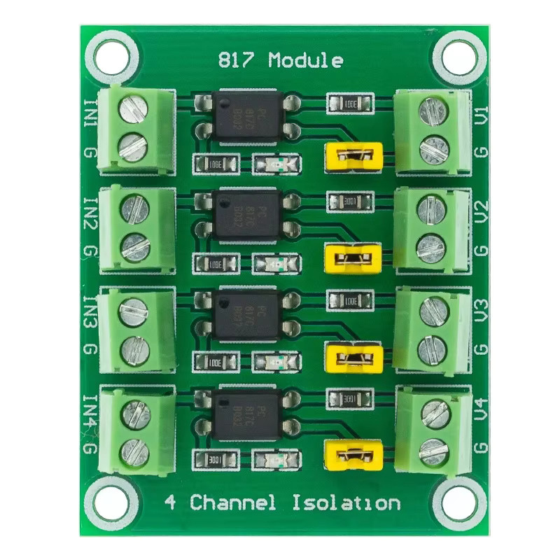 AITEXM ROBOT PC817 4-Kanal-Optokoppler-Isolationsplatine Spannungswandler-Adapter 3,3 V auf 5 V Modul in Grün - Bild 2
