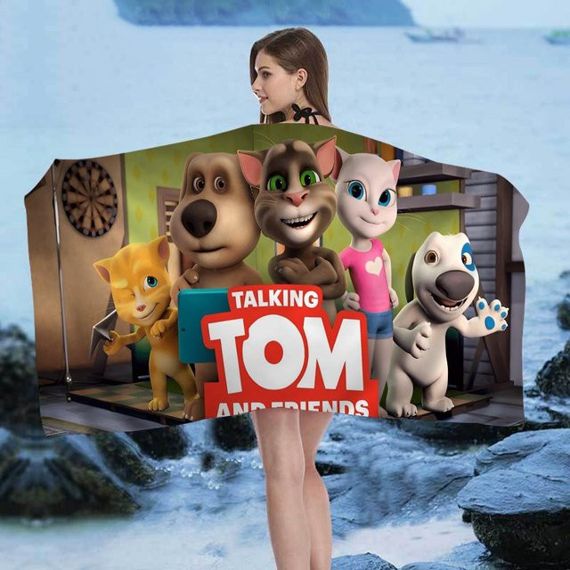 T-Talking T-Tom Und F-Freunde Strandtuch, buntes Mikrofaser-Badetuch für Mädchen, sandfrei und schnelltrocknend, B/H: 50 x 100 cm - Bild 1