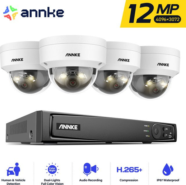 ANNKE 12MP Smart Dual Light Überwachungskamera Set mit 8CH NVR und 4 PoE Outdoor Kameras in Weiß - Bild 1