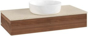 V&B Waschtischunterschrank Antao mit Frontstruktur in Walnut, B/T/H: 100 x 50 x 19 cm - Bild 1