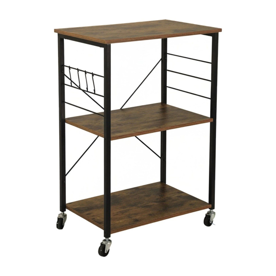 Relaxdays Rollwagen im Industrial-Stil aus Stahl und MDF in Schwarz und Braun, B/T/H: 89 x 60 x 40 cm - Bild 2