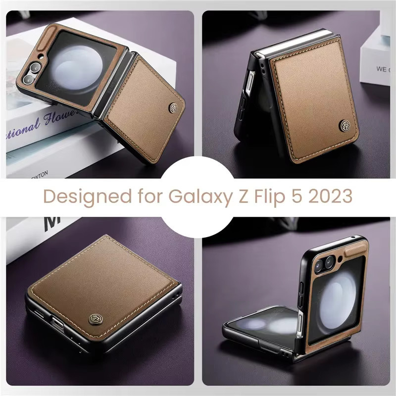 Luxus Magnetische Brieftasche aus PU Leder für Samsung Galaxy Z Flip 5, Z Flip 6 und Z Flip 7 in Rot mit Kartenhalter und Stoßfestem Schutz - Bild 2