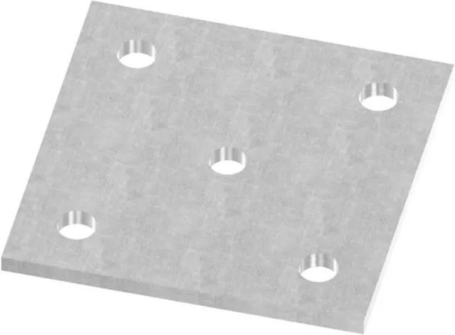 FeNau Ankerplatte aus Stahl mit 4 Bohrungen und Mittelloch, B/T/H: 120 x 120 x 0,6 cm - Bild 1