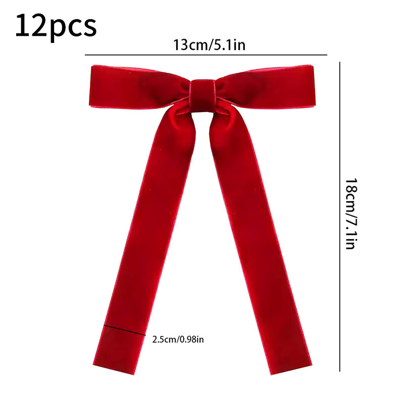 12er Set Weihnachts-Bogen Dekoration Vintage DIY Textil-Schleifen in Rot für Weihnachtsbaum und Party-Deko - Bild 6