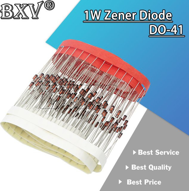 100 Stück Zenerdiode 1W DO-41 in Schwarz, verschiedene Spannungen (z.B. 3V bis 75V), Typen N4733A N4742A N4728A N4761 N4756 - Bild 1