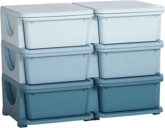 HOMCOM Schubladenschrank für Kinder aus Kunststoff mit 6 Schubladen, Spielzeug Organizer für das Kinderzimmer, Blau - Bild 1