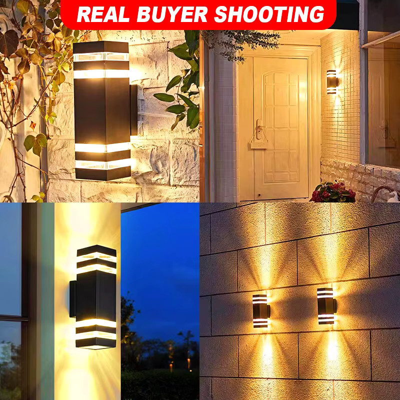 CANMEIJIA LED Außenwandleuchte Schwarz Modern Up-Down mit E27 Fassung und IP65 Wasserdichtigkeit für Garten und Hauswand - Bild 3