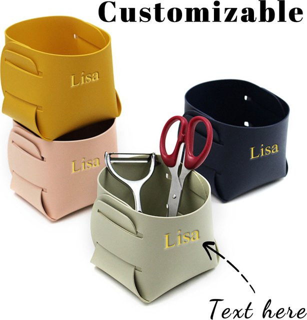 Personalisierbare Aufbewahrungsbox aus PU-Leder in Grün im nordischen Stil mit mehreren Fächern für Make-up-Pinsel, Schlüssel und Stifte - Bild 1