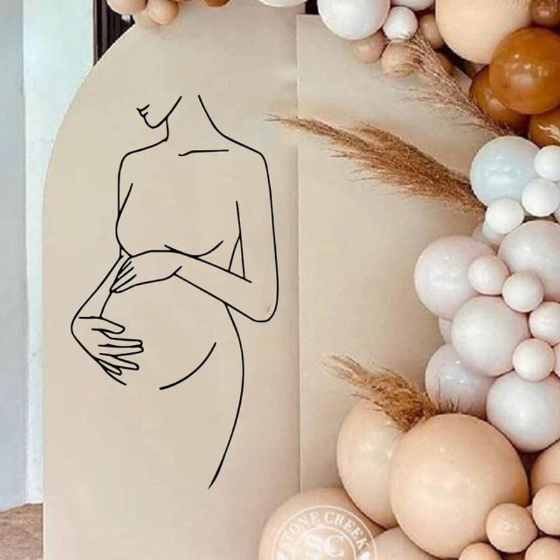 Duruibom Wandtattoo Silhouette Schwangere Frau für Babyparty und Geburtstag in Grün und Schwarz - Bild 1