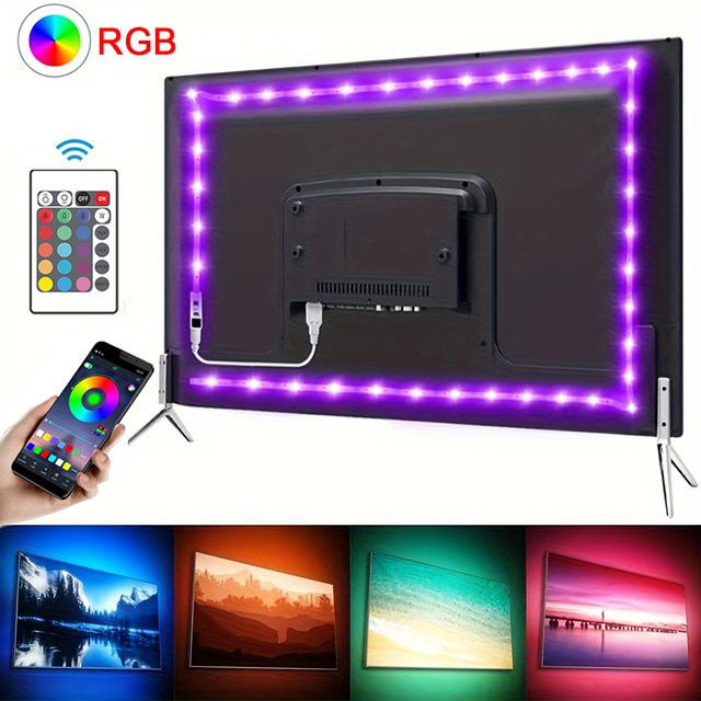 Mikenoon RGB LED-Streifen mit Bluetooth-Steuerung und USB-Anschluss für TV-Hintergrundbeleuchtung und Party-Dekoration, Multicolour, 5 V - Bild 1