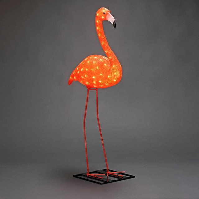 Konstsmide LED-Flamingo aus Acryl in Rosa, Höhe: 110 cm, mit 96 bernsteinfarbenen Dioden - Bild 1