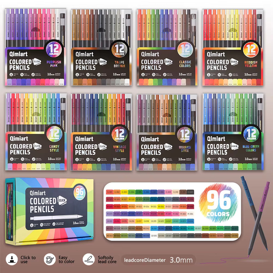 Languo Klick-Buntstifte mit 12 Farben, 3,0 mm Weichkernstifte auf Ölbasis zum Zeichnen und Skizzieren in Multicolour - Bild 5