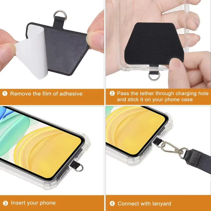 Universelles Anti-Verlust-Telefon-Lanyard in Schwarz, abnehmbares Handy-Umhängeband mit Clip und Handgelenk-Schnur für alle Smartphones - Bild 4