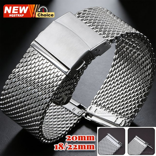 HQstrap Uhrenarmband Milanaise, Edelstahl, Silber, Unisex - Bild 1