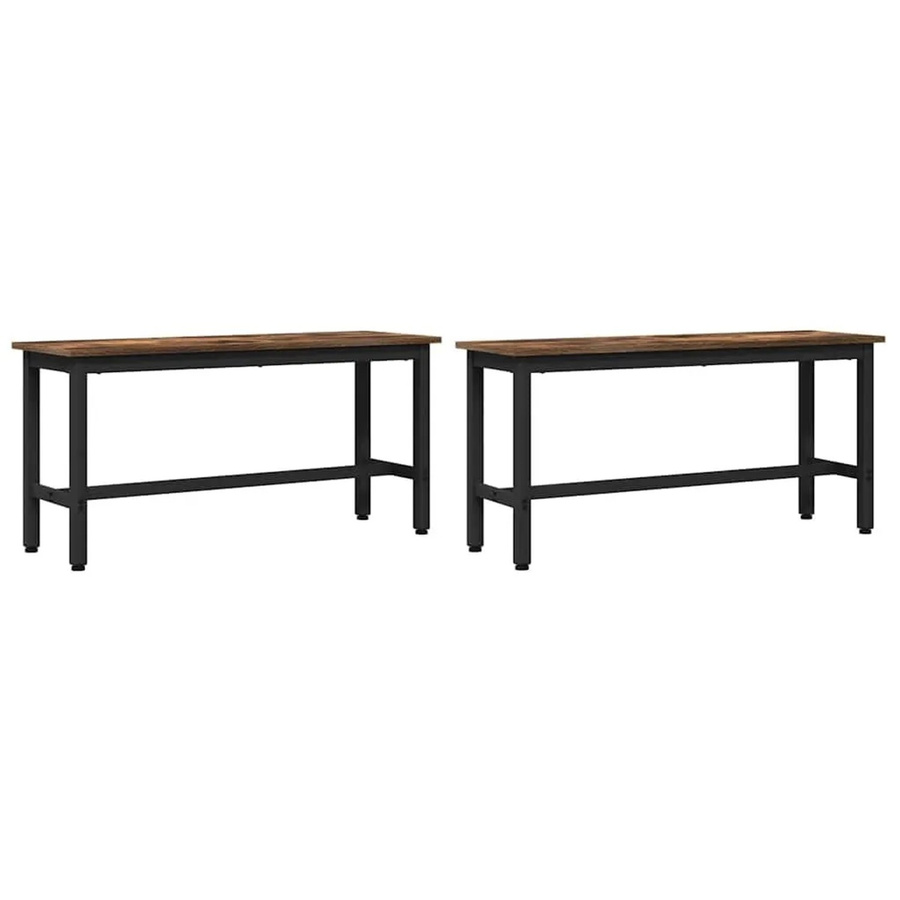 Set aus 2 vidaXL Esstischbänken in Rauchéiche, modern, B/T/H: 110 x 32,5 x 48,5 cm - Bild 2