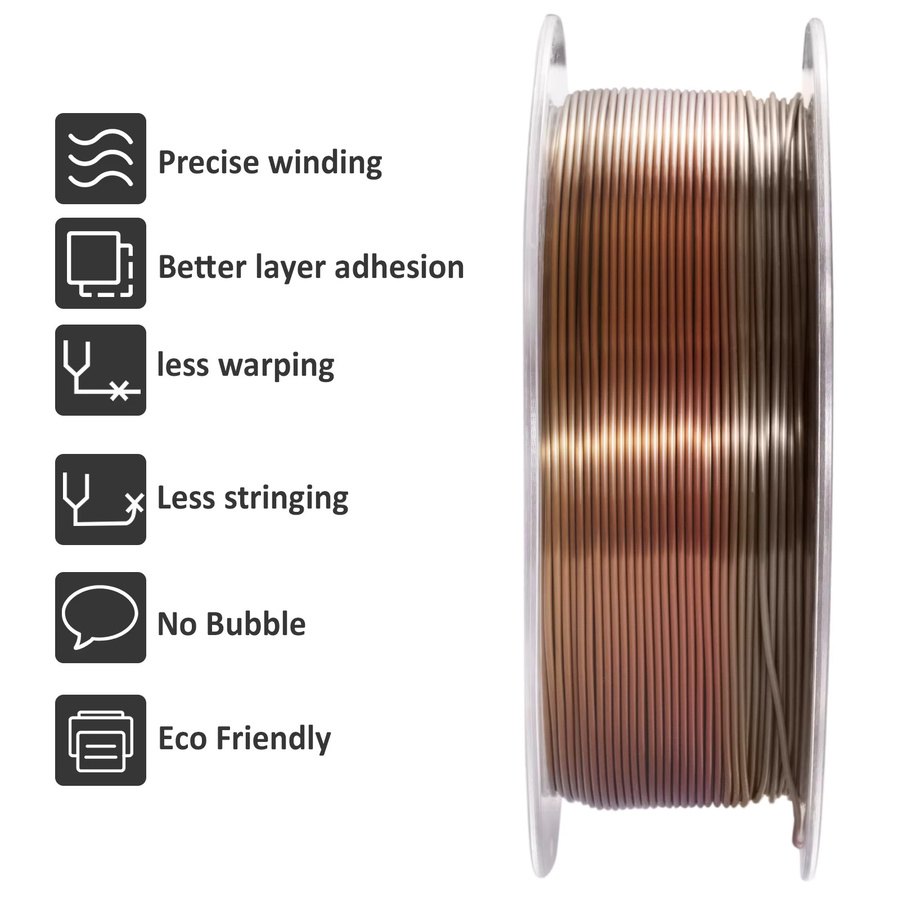 GIANTARM Silk PLA Filament Mehrfarbig, 1,75mm, 1kg, Seidenglänzend für FDM 3D-Drucker - Bild 5