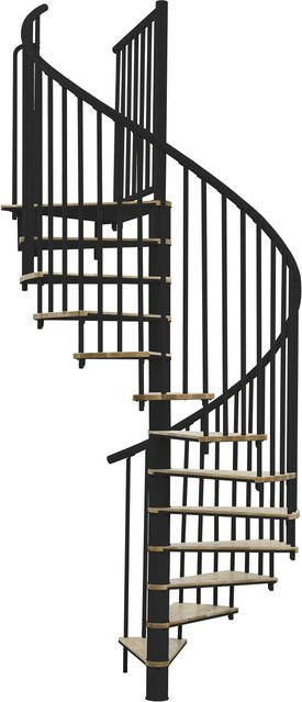 Minka Spindeltreppe Switch Ø 140 cm in Eiche Schwarz aus Holz und Stahl für eine Raumhöhe bis 295 cm - Bild 1