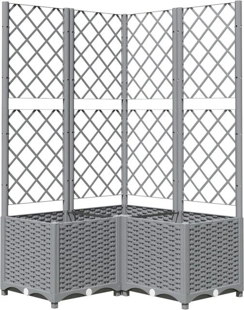 vidaXL Pflanzkübel mit Rankgitter in Hellgrau, H x B x T: 136 x 80 x 80 cm - Bild 1