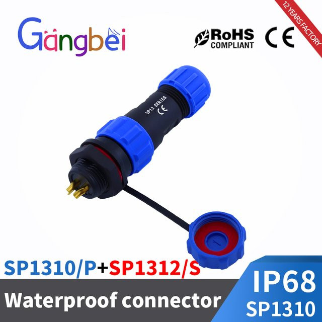 Gangbei SP13 IP68 Wasserdichter Steckverbinder Set aus Stecker und Buchse für Panelmontage in Blau - Bild 1
