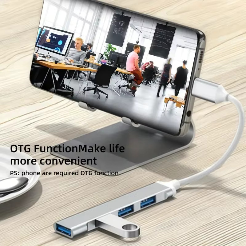 Multifunktions-USB-Dockingstation 467 Hochgeschwindigkeits-Kabelverteiler mit USB-C Ein-zu-Vier-Anschluss in Silber - Bild 3