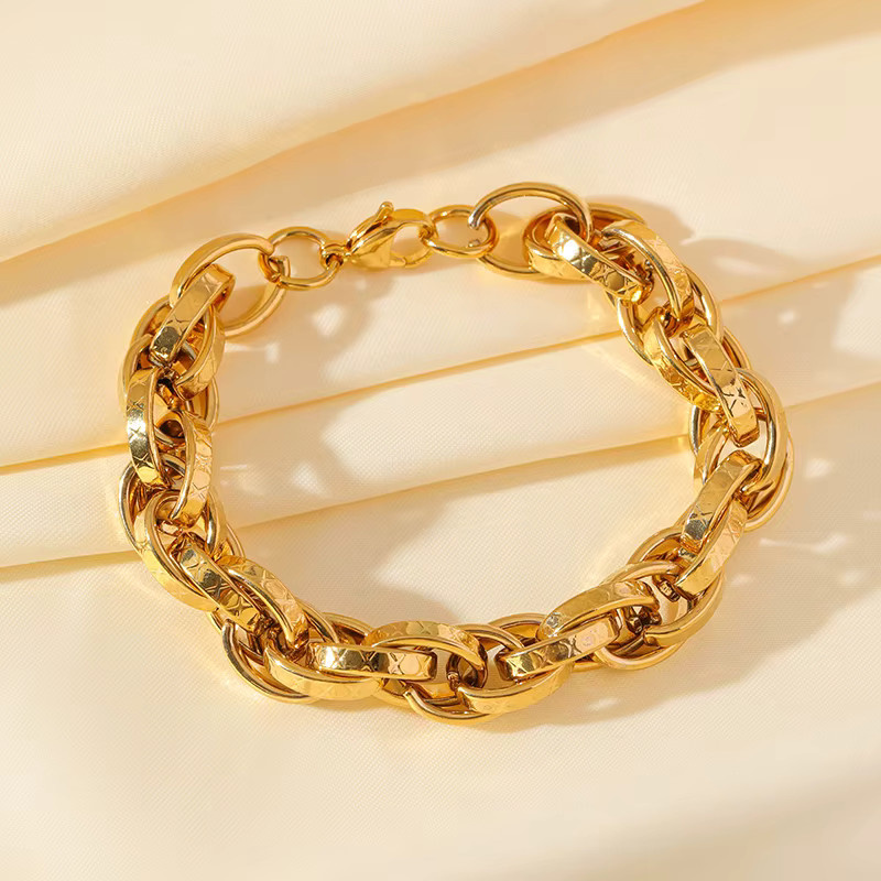EILIECK Gliederkettenarmband Edelstahl, Gold, Damen - Bild 2